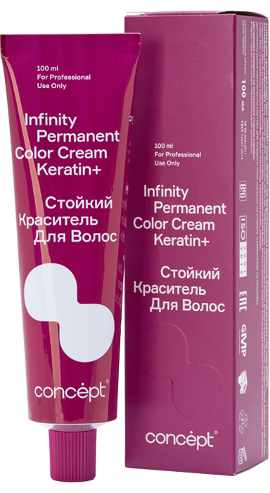 Стойкий краситель для волос Infinity Permanent Color Cream Keratin +