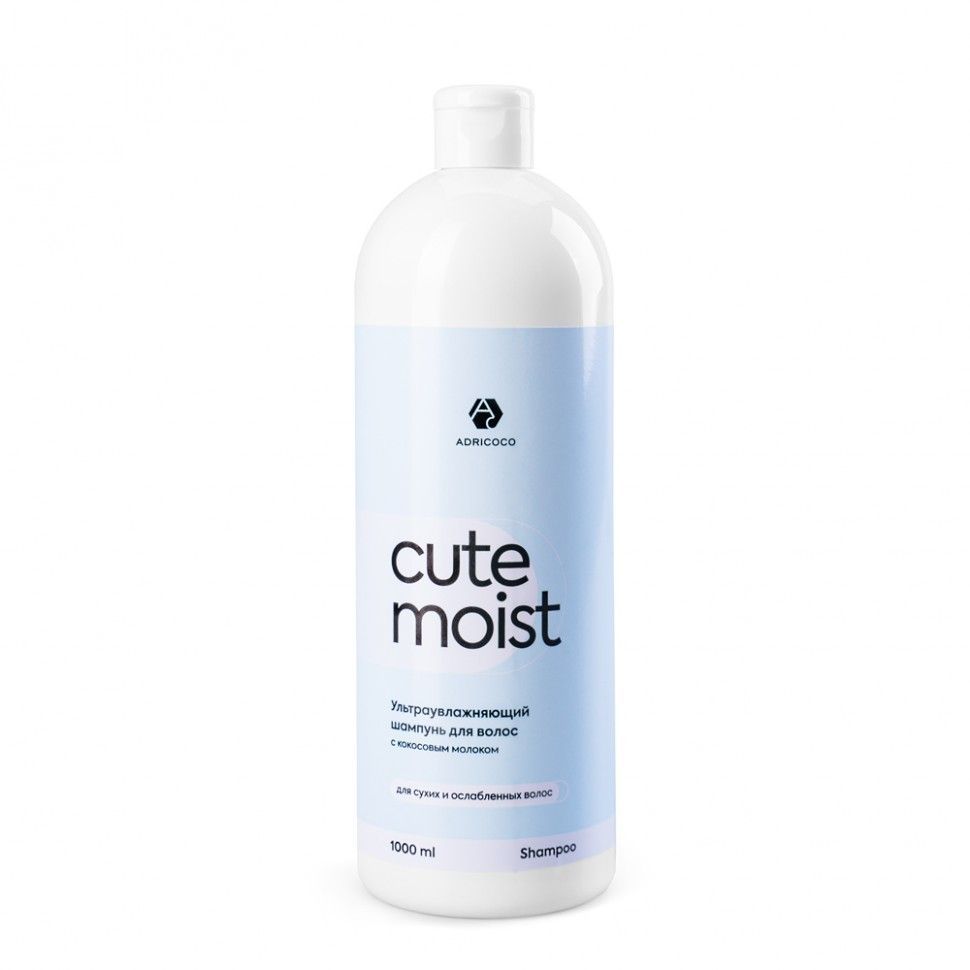 Ультраувлажняющий шампунь для волос ADRICOCO CUTE MOIST с кокосовым молоком, 1000 мл