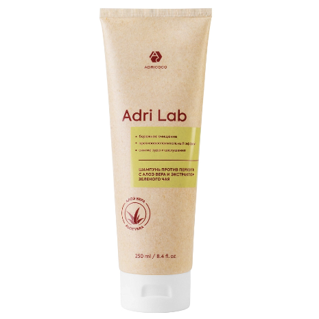 Шампунь для волос ADRICOCO Adri Lab против перхоти с алоэ вера и зеленым чаем, 250 мл